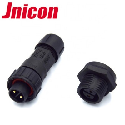 2 Pin Socket Waterproof Plastic Panel Mount Circular Connector Jnicon